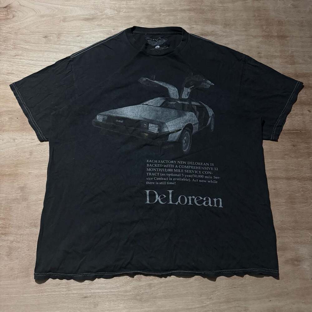 Goodie Two Sleeves DeLorean Car Graphic Black T-Shirt